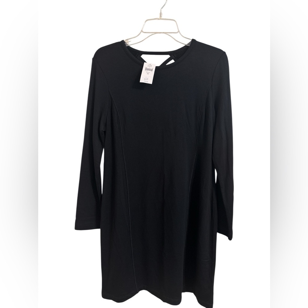 J. Jill Black Long Sleeve Jersey Crew Neck Dress